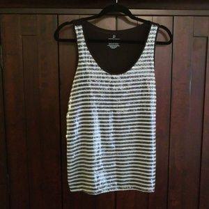 2 for $25! Black Grey Striped Tank w Sequins